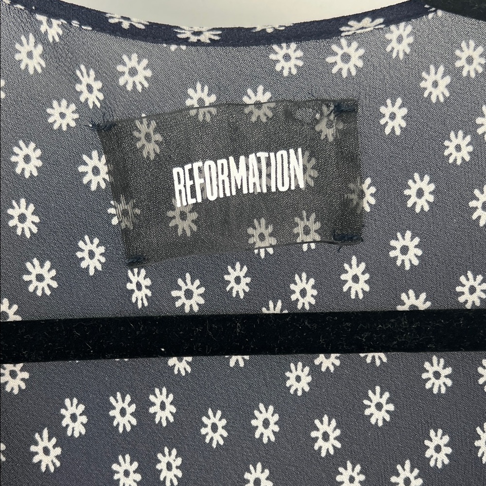 Reformation Navy Tessa Floral Long Sleeve Dress - Picture 3 of 7